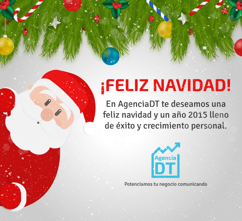 Saludo de navidad de AgenciaDT adjunto en un correo personalizado para clientes actuales.